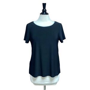 Anne Klein Black Short Sleeve Back Detail Top Size Medium NWT